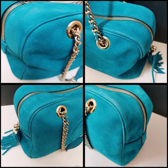 ✨️💎Authentic Gucci soho nubuck shoulderbag teal color - Picture 12 of 16